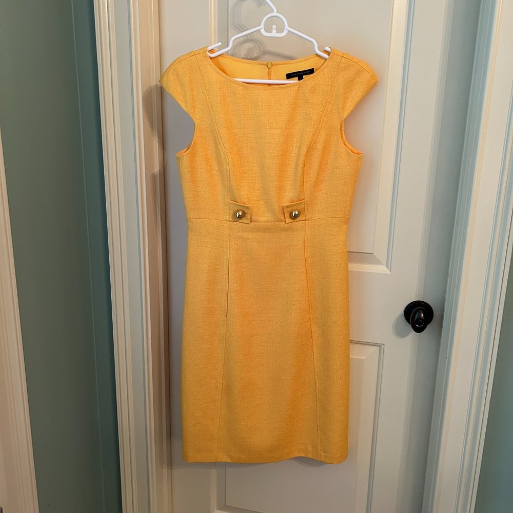 David Meister Yellow Cap Sleeve Dress